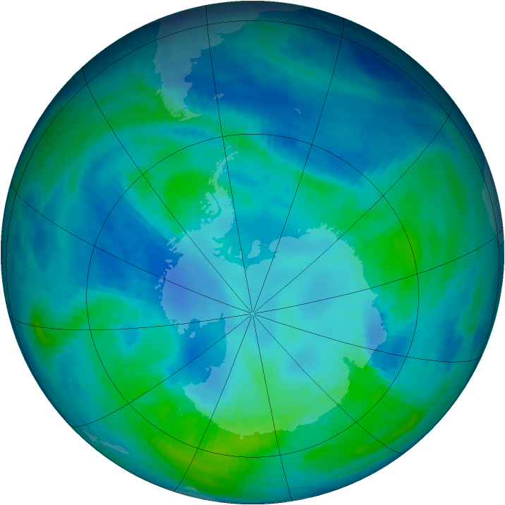 Antarctic ozone map for 20 April 1999